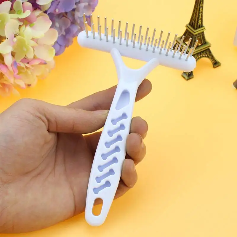 White Plastic Dog Comb High Quality Pet Comb Double Rake Grooming Brush