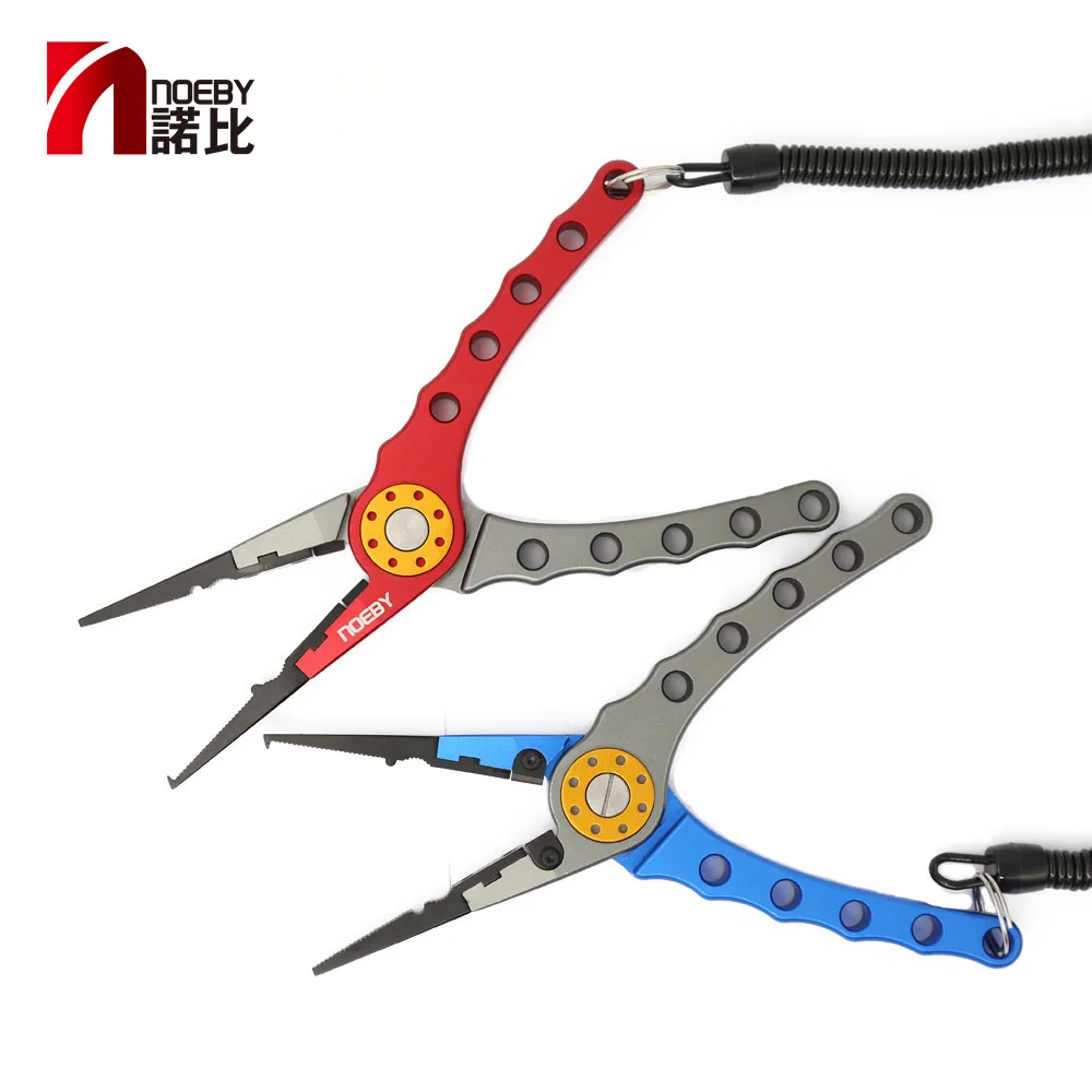 

Noeby Fishing Plier Red&Bule Aluminum Alloy Fishing Pliers Split Ring Cutters Fishing Holder Tackle Hooks Remover Fishing Pliers