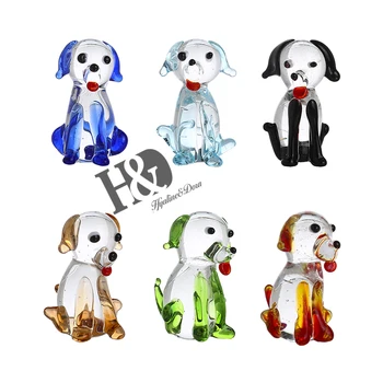 

H&D 6pcs Mini Hand Blown Glass Rainbow Lovely Dogs Figurine Collection Home Office Table Decoration Birthday Christmas Gifts Set