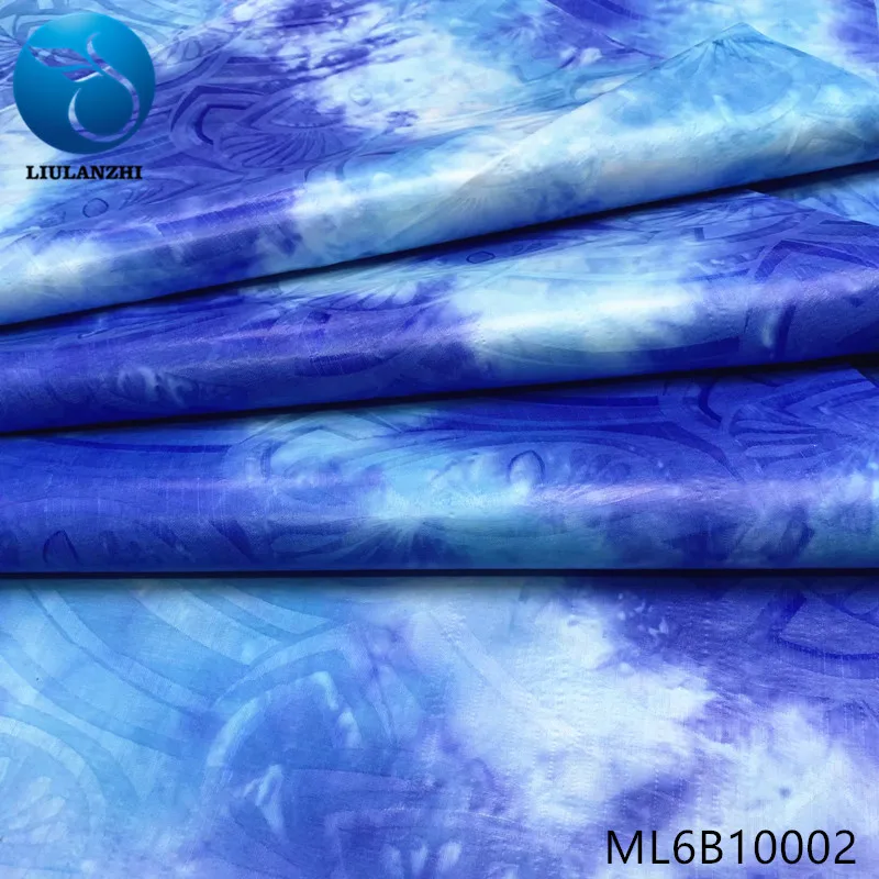 

LIULANZHI african bazin fabrics Latest Fashion riche getzner Tie-dyed fabrics nigerian bazin getzner for dresss 5yards ML6B100