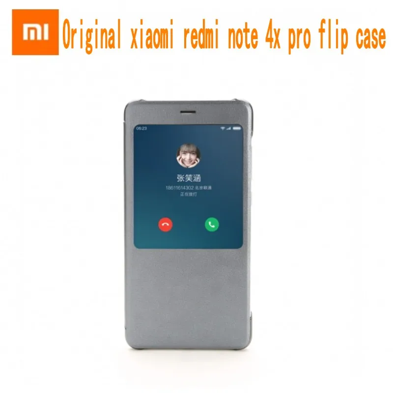 

Original xiaomi redmi note 4x VERSION flip case Official PU Leather Cover Smart Case Wake UP Frosted pc back cover