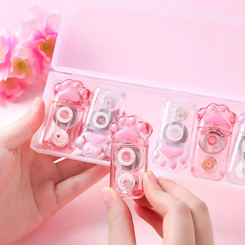 

6pcs Cute Cat Claw Correction Correcting Tape Stationery Corrector School Office Supplies Student Kids Gifts