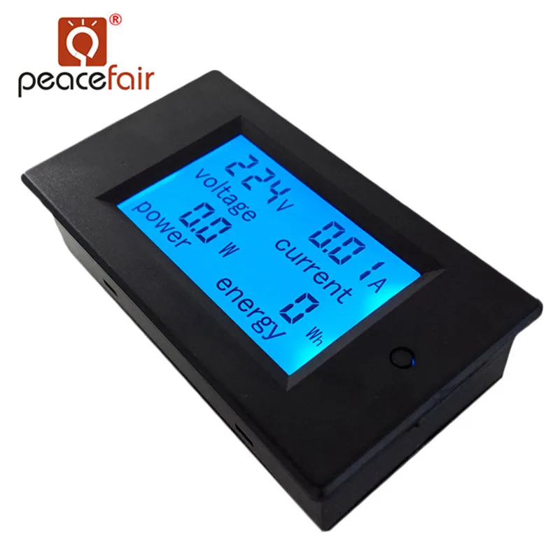 

Peacefair AC Digital Ammeter Voltmeter Single Phase 80-260V 20A 4in1 Voltage Current Watt Energy Meter Free Shipping