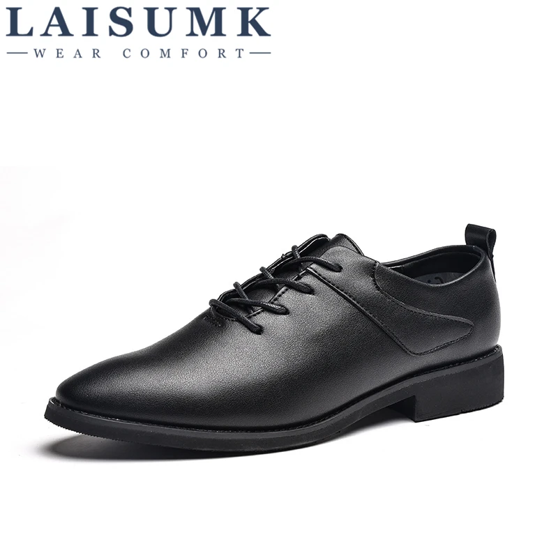 

LAISUMK Men Shoes Spring Autumn Formal Genuine Leather Business Casual Shoes Dress Office Luxury Shoes Male Breathable Oxfords