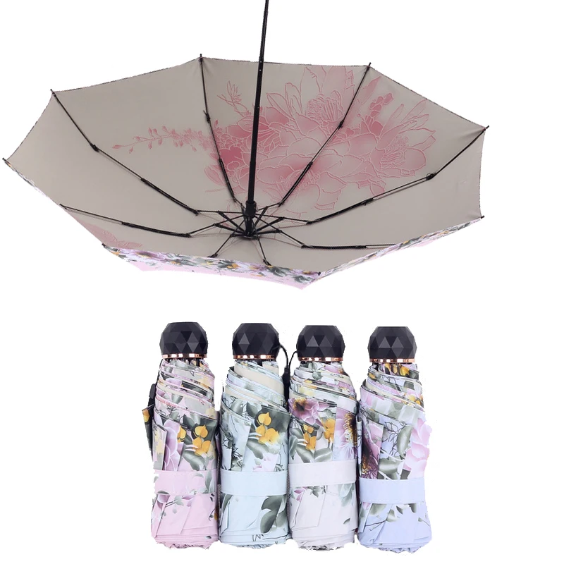 5 Folding Mini Sun Umbrellas Fashion 8K Flower Pocket Umbrella Women Outdoor Business Parasol Female Folding Umbrella Paraguas