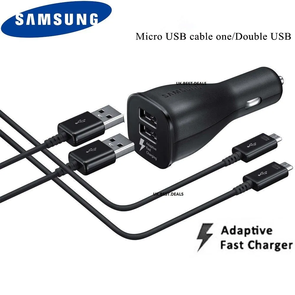 

100% Original Samsung Galaxy S7 S6 S6 edge S7 EDGE Note 4 Note 5 15W Car Fast Charger+Micro USB cable one/Double 1/2 USB port
