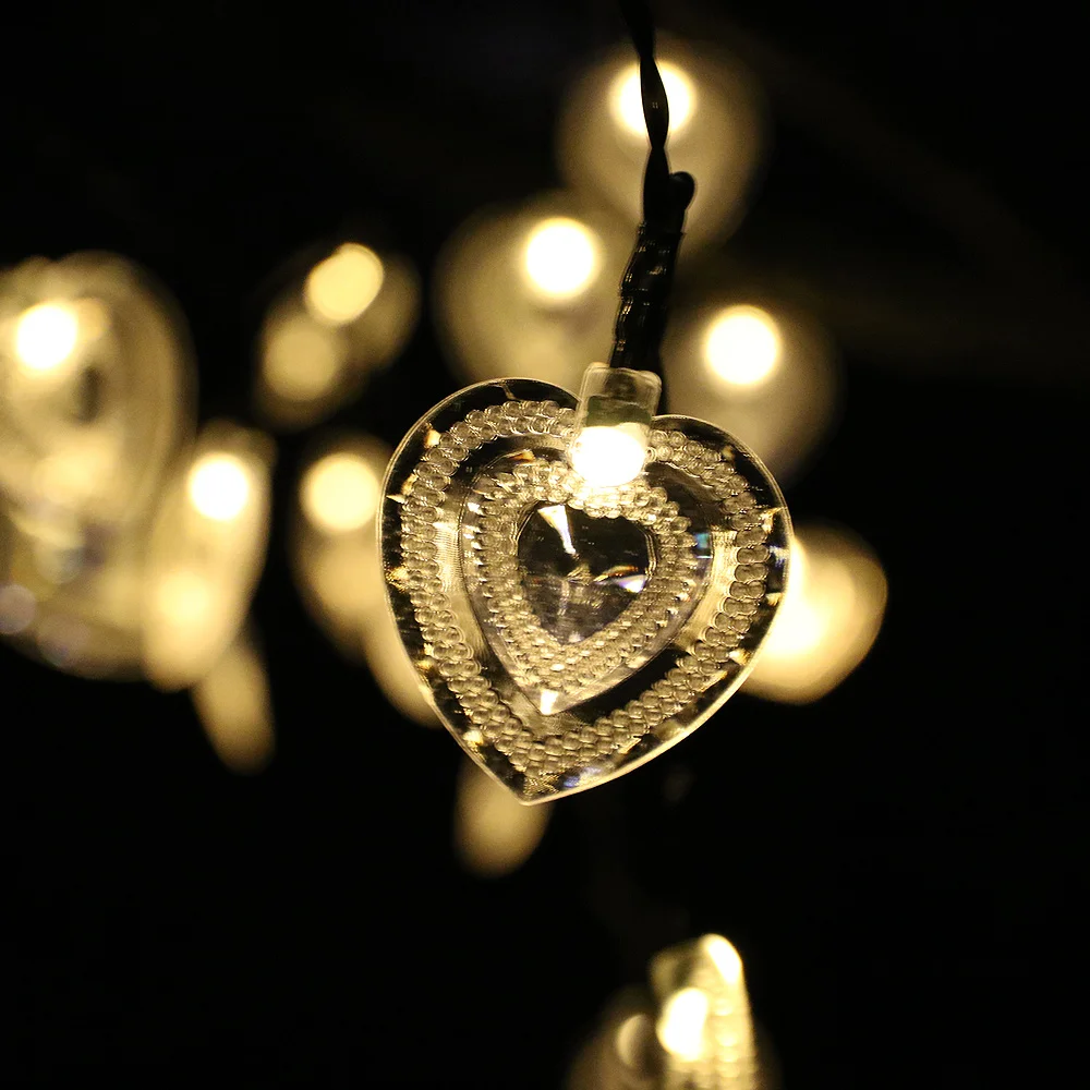 8 Lighting Modes 6M 30LEDs Battery Powered Heart Shape LED String