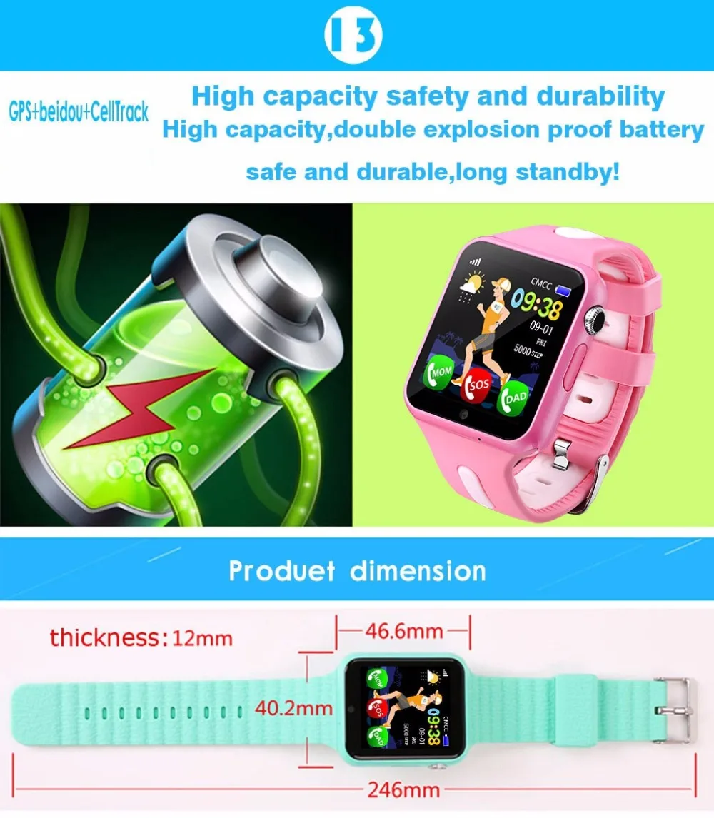  Kids Smart Watch GPS Children LBS Location Sport Child Smartwatch Waterproof Support SIM Card Camer - 32889341101