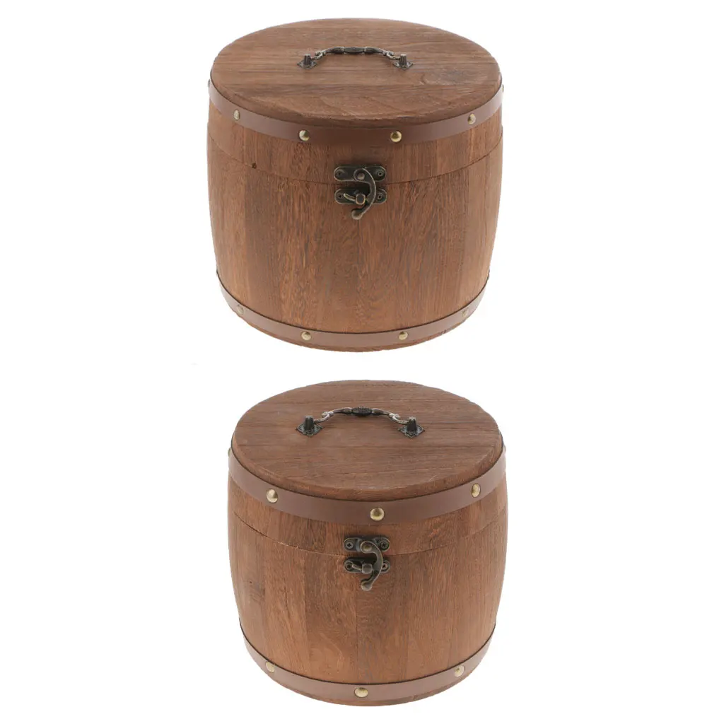 Vintage Big Wood Barrel Tea Caddy Airtight Sealed Tea Leaves Tin Canister Kitchen Food Storage Jar Container
