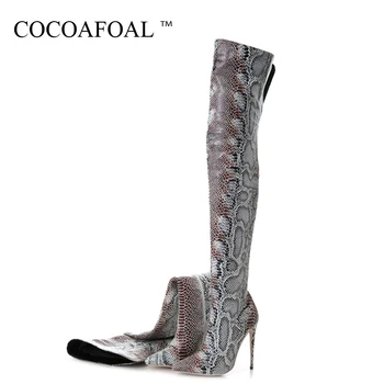 

COCOAFOAL Autumn Winter Women's Over The Knee Boots Woman High High Boots Snakeskin Pattern Fashion Sexy Over The Knee Boots
