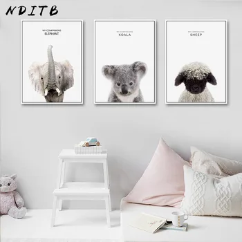 

NDITB Woodland Animal Baby Sheep Koala Wall Art Canvas Painting Nursery Posters Prints Picture Nordic Kids Bedroom Decoration