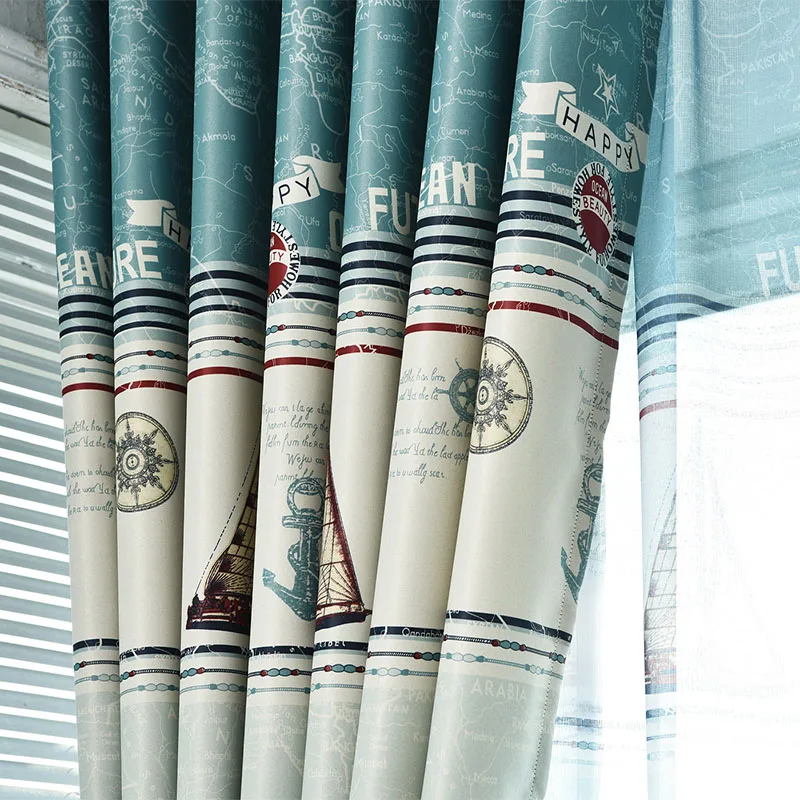 

New design high quality Eco-friendly polyester heavy kids shade readymade window curtain tulles curtain yarns can customize