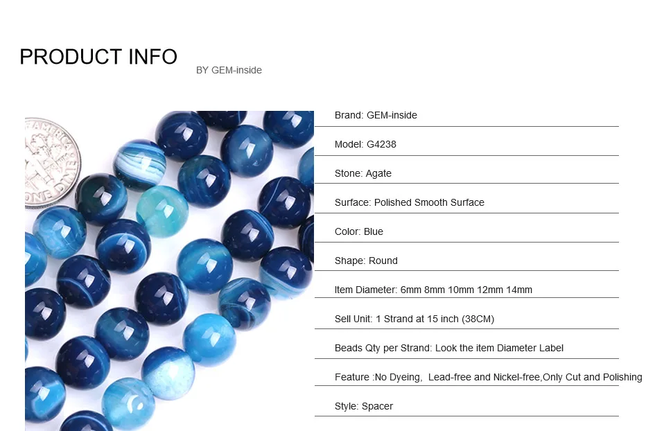 Круглые синие полосатые Агаты, бусины для изготовления ювелирных изделий, 1" натуральный камень, свободные бусины для изготовления браслета и ожерелья