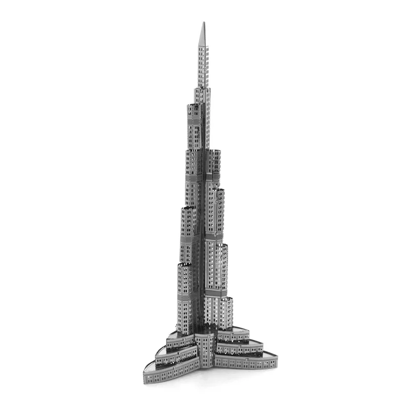 

3D Metal Puzzle Famous Building For Burj Khalifa Tower Model Assemble Kits Puzzle Laser Cut Jigsaw Toys for Beginner
