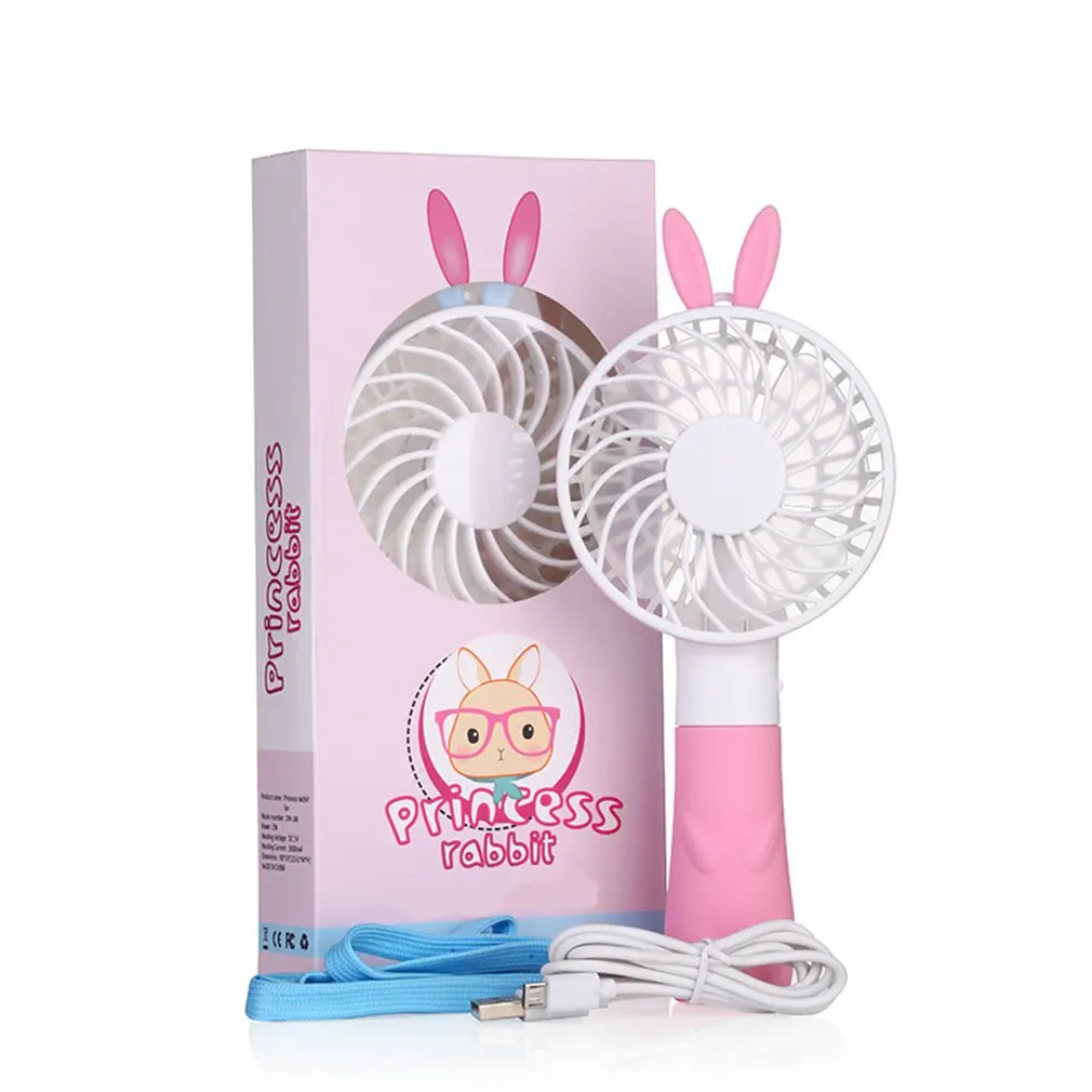 

Mini USB air Fan Portable Handheld Battery Operated Power Cooling Fans Cooler Rabbit with Strap Outdoor indoor