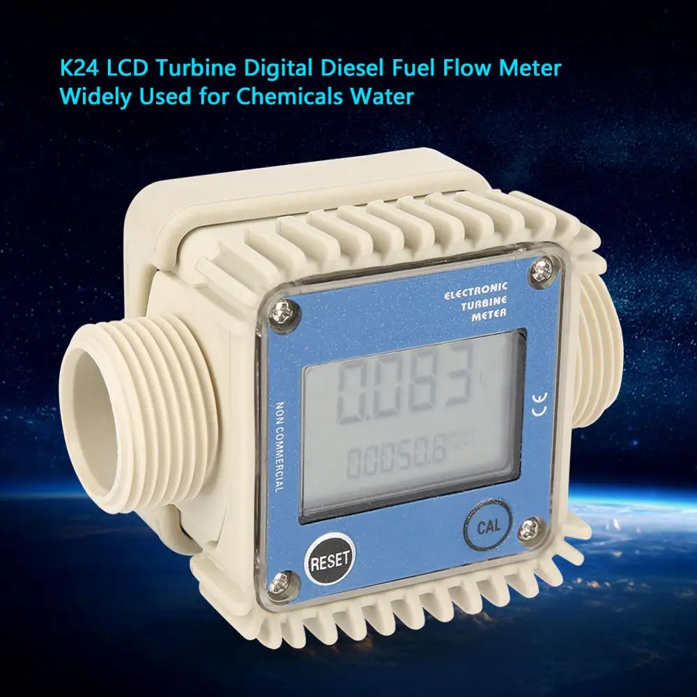 

K24 Digital Turbine Diesel Fuel Flow Meter Liquid Water Flow Measuring Tools 1 inch Internal Thread Flow Tester for Fuel