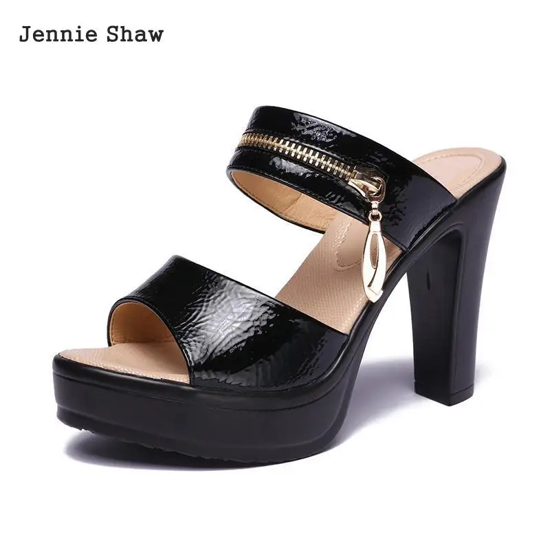 platform thick heel casual slippers