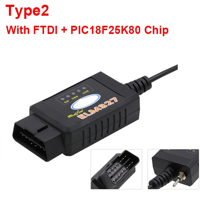 ELM327 USB V1.5 модифицированный для Ford CH340+ 25K80 чип HS-CAN/MS-CAN MINI ELM 327 Bluetooth OBD2 сканер OBDII диагностический инструмент - Цвет: Type2 USB version