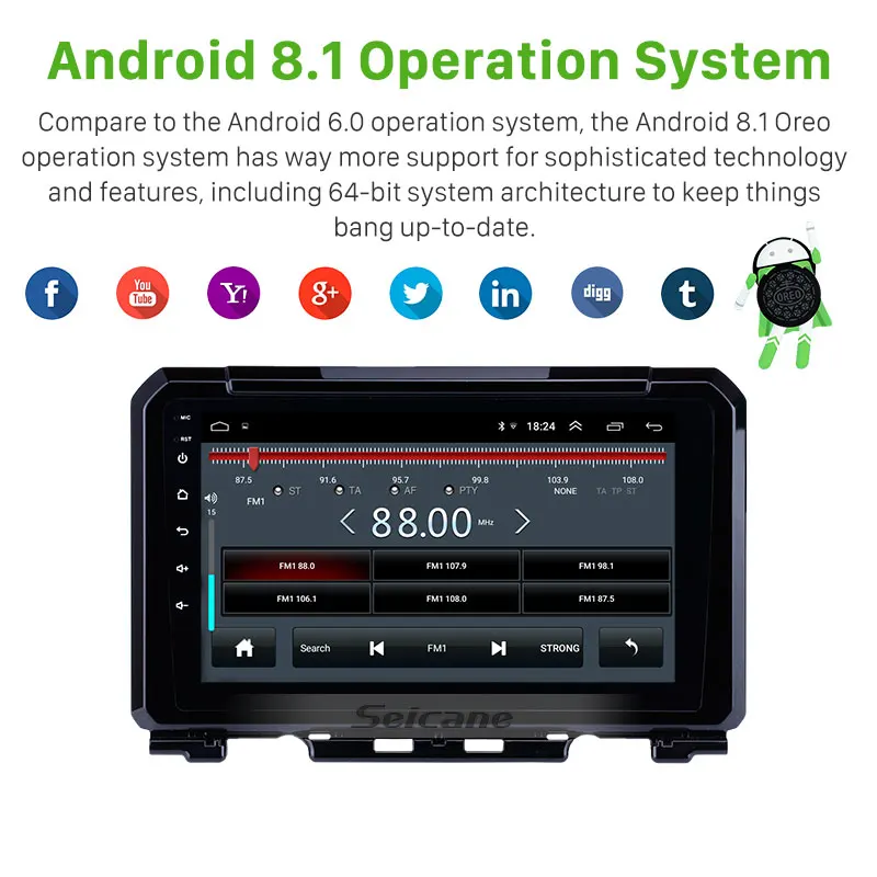 Clearance Seicane Car 9" HD Navi Stereo Android 8.1 GPS 2Din Radio For Suzuki JIMNY 2019 Autoradio Player Support DVR AUX Wifi-OBDII SWC 2 Clearance Seicane Car 9" HD Navi Stereo Android 8.1 GPS 2Din Radio For Suzuki JIMNY 2019 Autoradio Player Support DVR AUX Wifi-OBDII SWC 2