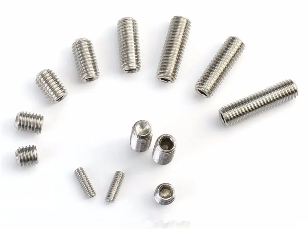 100PCS M3 Stainless Steel Cup End Headless Grub Screw Hex Socket
