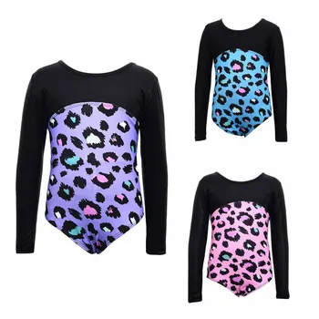 

Girls gymnastics suits quality long-sleeved leopard-print body suit ballet gymnastics suit dance practice dancing dress clothes