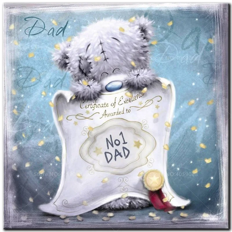 

Full square drill diamond Painting 5D DIY diamond embroidery Teddy bear for his Dad Diamond mosaic Home Decor Gift C1122
