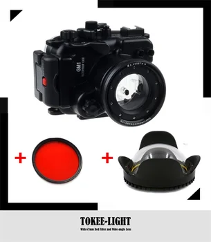 

Underwater Waterproof Housing Diving Case for Panasonic GM1 Camera With 67mm Red filter + Wide Angel Dome lens