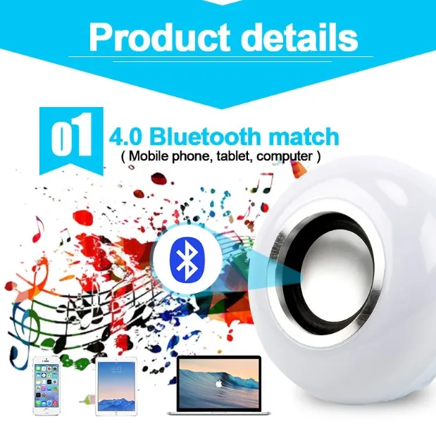 Bluetooth динамик умный светодиодный лампочка E27 12 Вт Музыка Воспроизведение