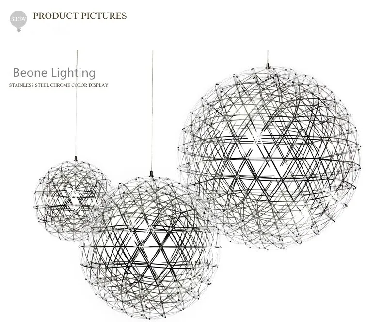 D30/40/50/60 см овальной формы из нержавеющей стальной шарик 110 v 220 v светодиодный фейерверк подвесной светильник 42 92 светодиодный Круглый стальной подвесной светильник