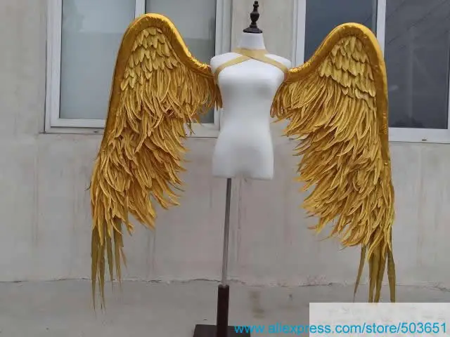 

Custom high quality gold angel feather wings Props for Grand event wedding Easter Halloween shooting EMS free shipping