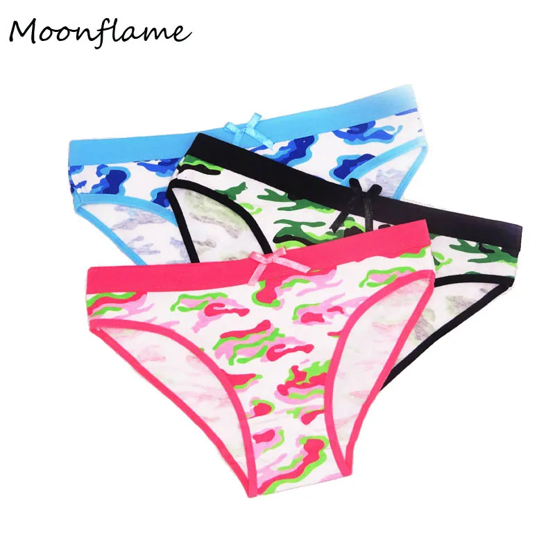 

Moonflme 3 pcs/lots Ladies Lingerie Print Women Cotton Panties M L XL 89153