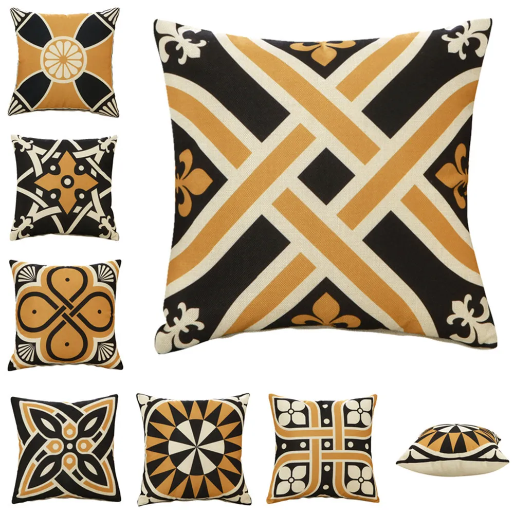 45x45 سنتيمتر خمر الوطني نمط غطاء وسادة مطبوعة غطاء الكتان المنزل كنبة مكتب وسادة مقعد حالة الزخرفية سادات