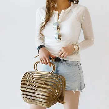

Women's Handbags Bamboo Basket Bag Women Straw Rattan Bag Summer Hollow Out Travel Beach Bag Tote Foldable Bag Bolsa Feminina