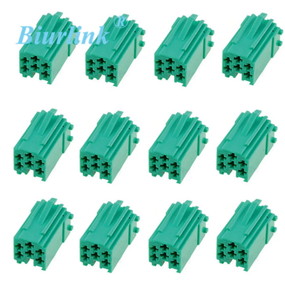 Biurlink 100pcs Car Radio Harness Cable Mini Iso Connector Plug Iso 6&8pin Yellow Blue Green