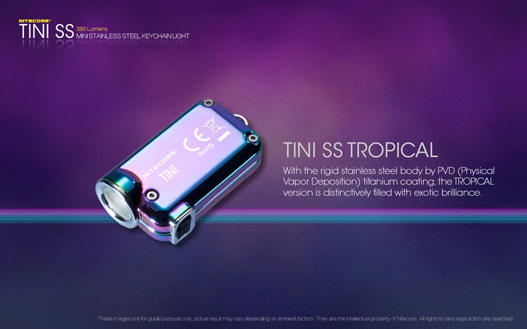 Новый NITECORE TINI SS 380 люмен мини-брелок из нержавеющей стали с микро-usb