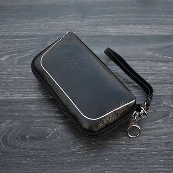 

New Brand Design Genuine Leather Women Long Wallet ladies Handbags Female Cell Phone Pouch Pocket Clutch Zipper Wallet Purse