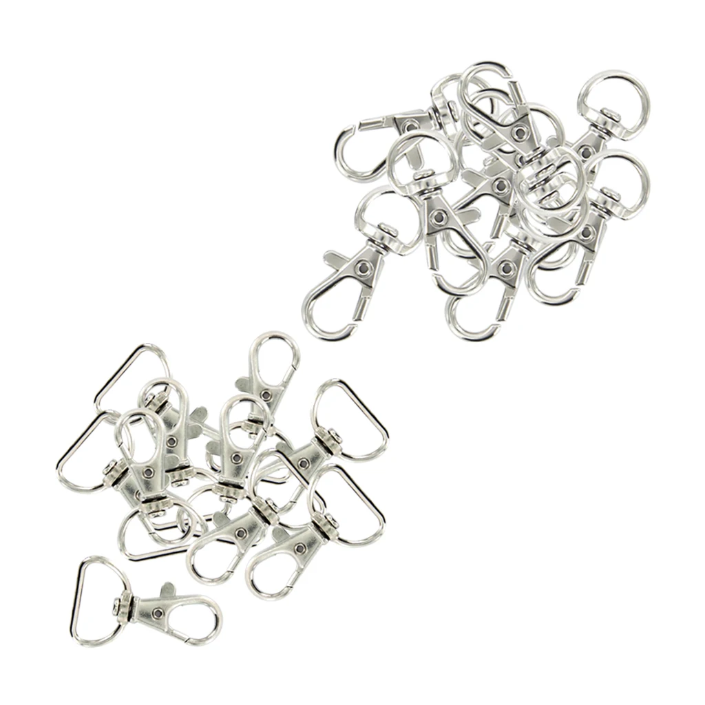 20Pcs Nickel Plated Metal Swivel Clasps Lanyard Snap Hook Lobster Claw Clasp