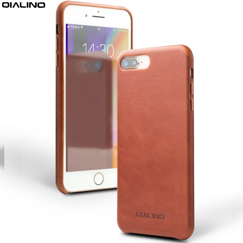 

QIALINO Genuine Leather Phone Case for iPhone 8 Business Ultra Thin Pure Handmade Back Cover for iPhone 8 Plus for 4.7/5.5 inch