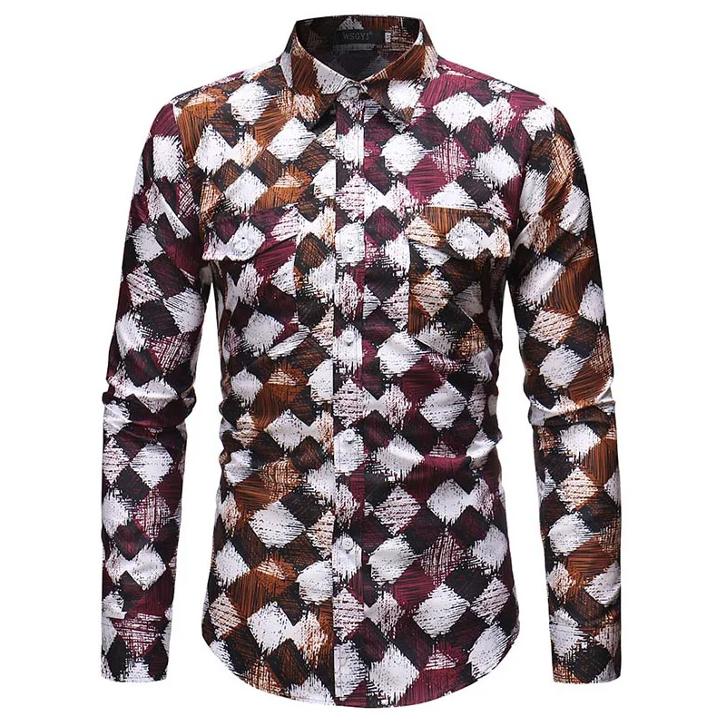 

2019 Spring Autumn Features Shirts Men Casual Jeans Shirt New Arrival Plaid Printing Long Sleeve Casual Slim Fit Male Shirts