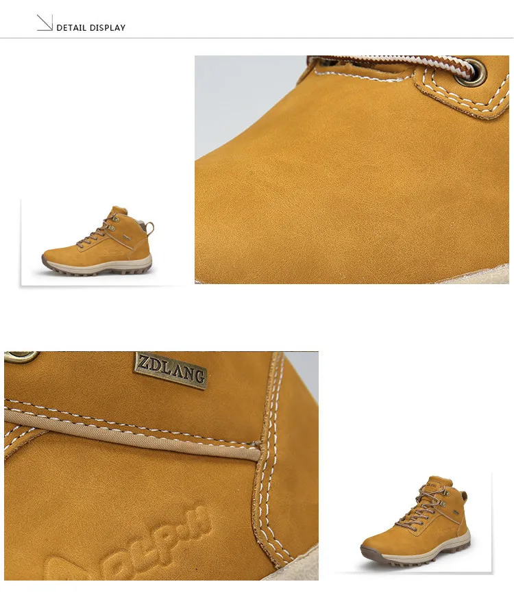 39-47 мужские Ботинки Зимняя теплая зимняя обувь с меховой подкладкой мужские зимние ботинки высокого качества размера плюс мужские коричневые, черные, желтые