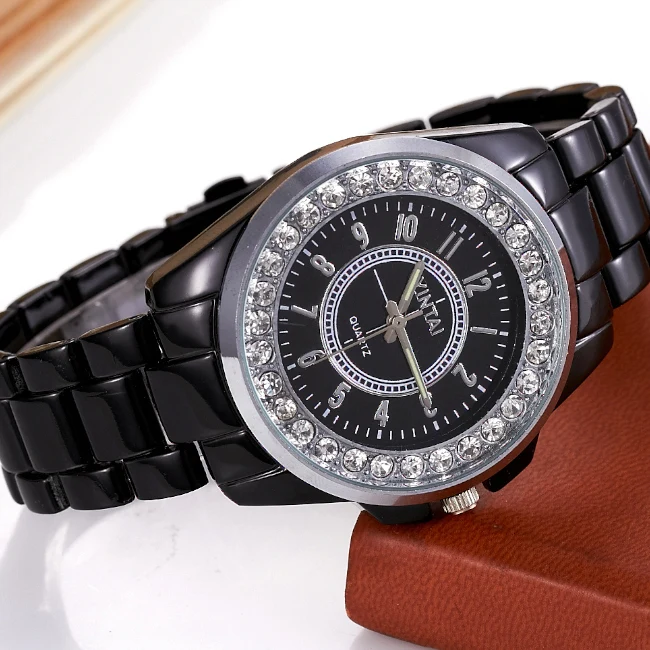 Lover's Watch Fashion Women Rhinestone Stainless Steel Watches Imitation Ceramic Dress Watch Casual Quartz Wristwatch Relojes Lover's Watch Fashion Women Rhinestone Stainless Steel Watches Imitation Ceramic Dress Watch Casual Quartz Wristwatch Relojes