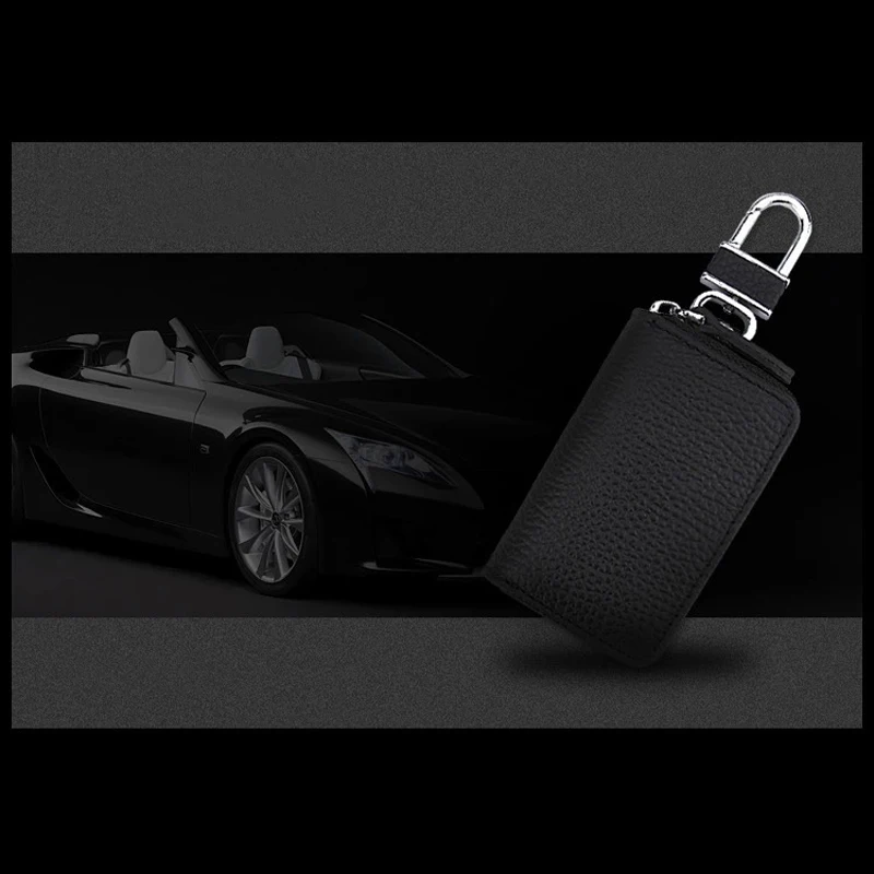 JX-LCLYL Universal Car PU Leather Smart Remote Key Chain Holder Fob Bag Case Cover