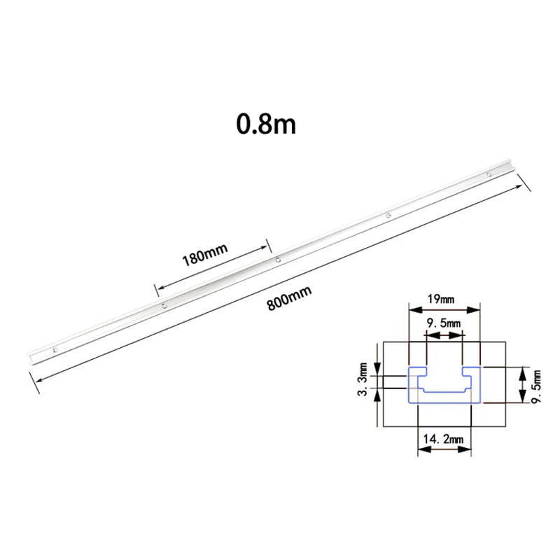 Деревообрабатывающий Т-образными пазами направляющая для резки/Слот для 300/400/500 мм/600 мм/800 мм алюминиевый Т-образная дорожка для фрезерный станок - Цвет: 800mm