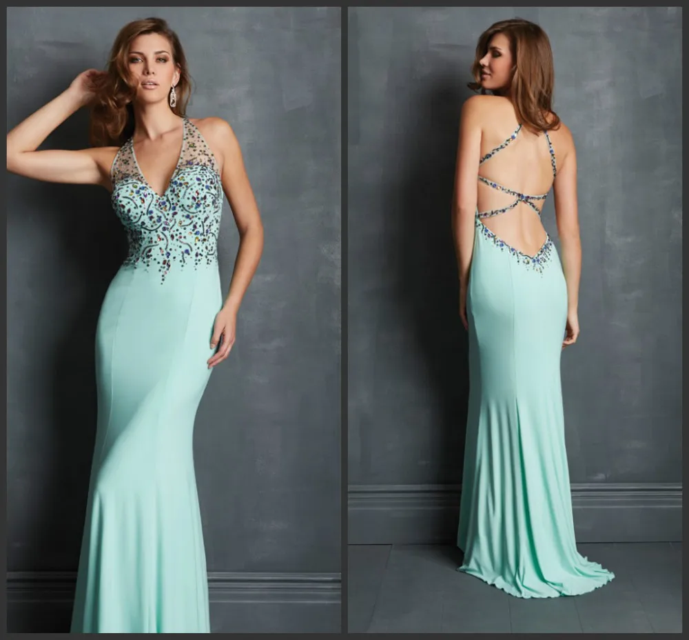 Free shipping-Exquisite V-Neck Sequin Sheer Straps Chiffon Court Prom Dressess 2014 | Свадьбы и торжества