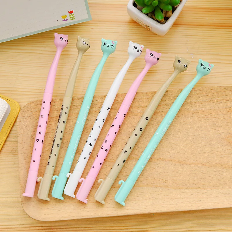 

1pcs kawaii Highlighter Pen cute cartoon White cat pattern journal DIY Graffiti Art Marker sign school Stationery