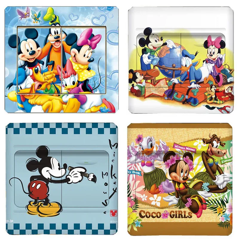 

2 pieces of Mickey Minnie cartoon lamp series PVC switch sticker living room bedroom children's room art deco sticker