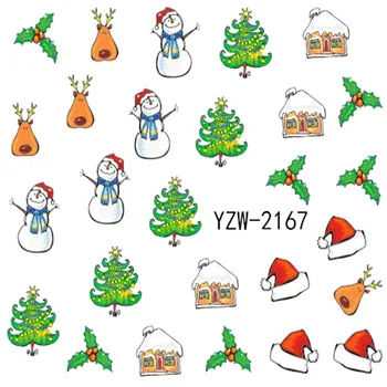 WUF 1 Sheet Nail Art Water Decals Christmas Design Nail Wraps Transfer Foil Nails Decorations Tools 2167