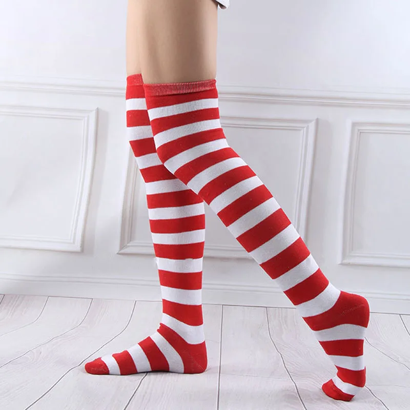 Fashion Women Striped Stockings Girls Thigh High Stocking Sexy Striped