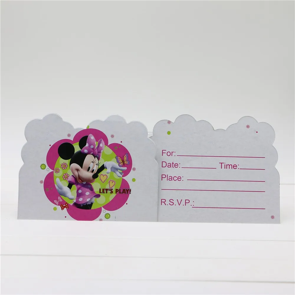 

Minnie Mouse Baby Shower Cartoon Theme Decoration Kids Favors Disposable Paper Invitation Card Birthday Party Supplies 10pc\lot