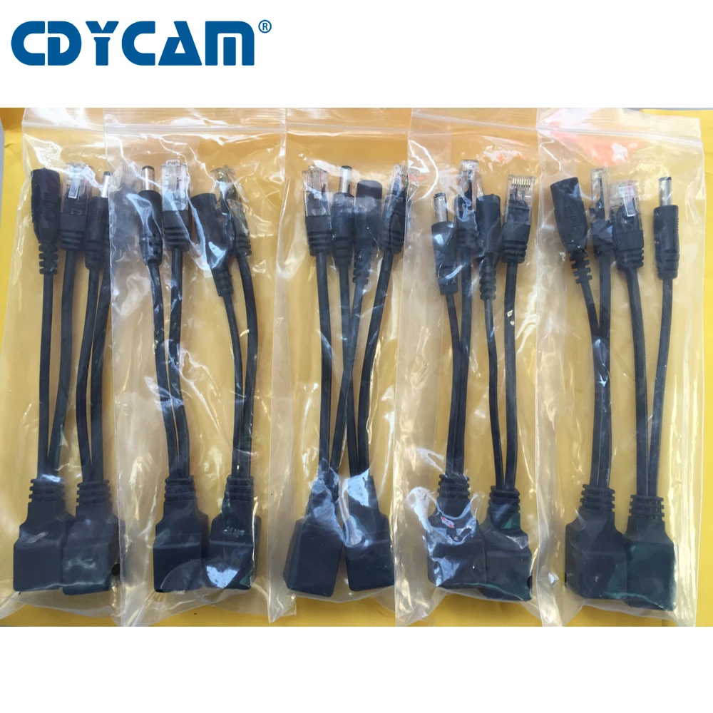 Cdycam 10 шт. (5 пар) POE сплиттер коммутатор адаптер кабеля экранированная лента 5 в 12 В